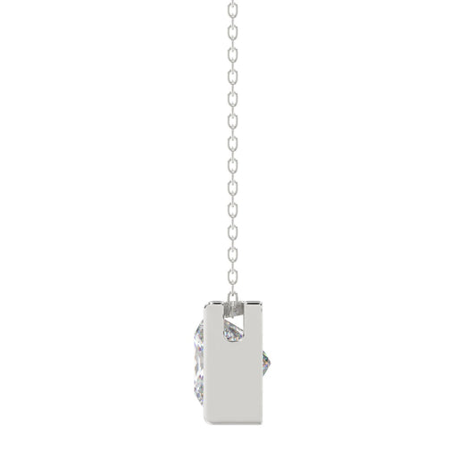 LADIES SOLITAIRE PENDANT 3CT PRINCESS DIAMOND 14K WHITE GOLD