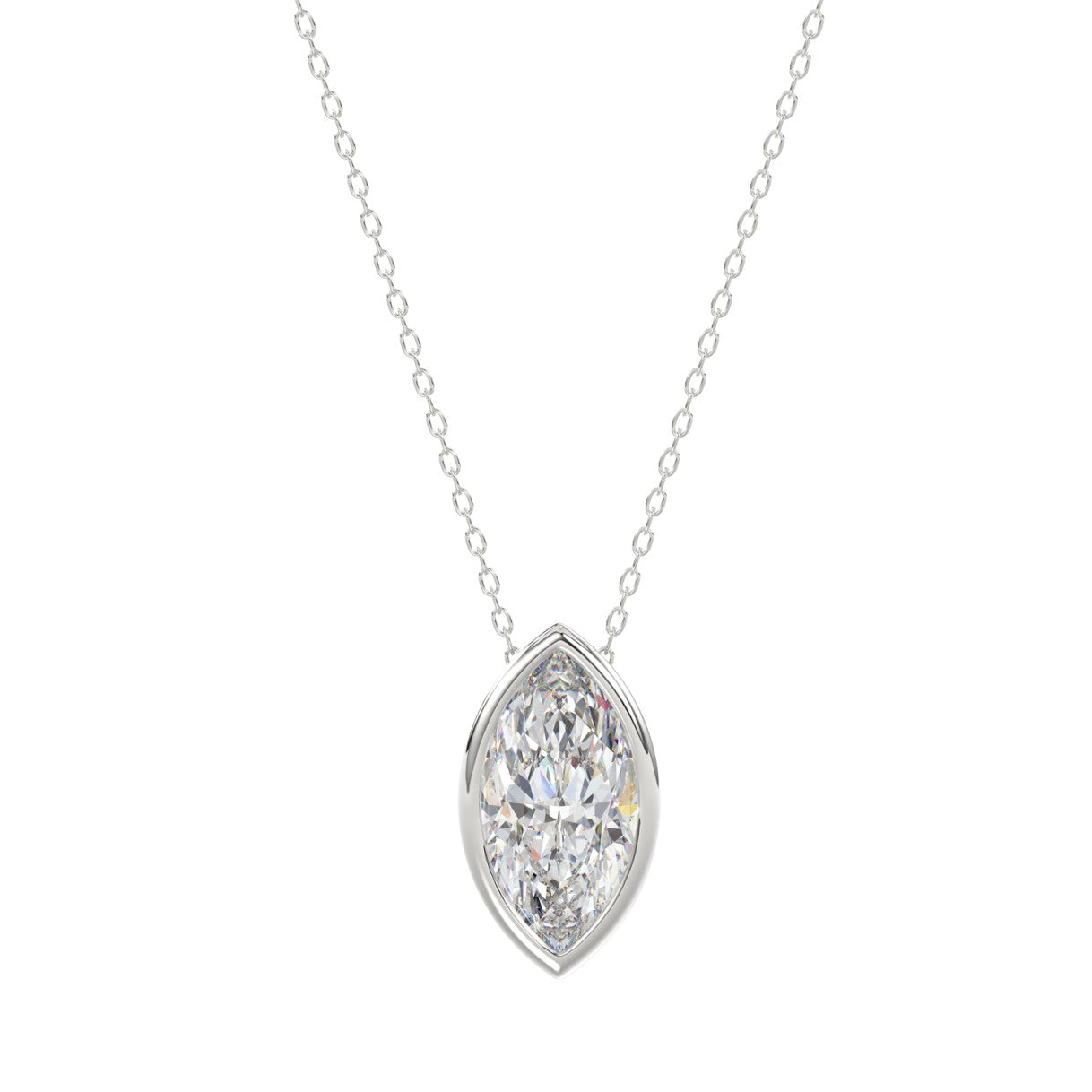 LADIES SOLITAIRE PENDANT 2CT MARQUISE DIAMOND 14K WHITE GOLD