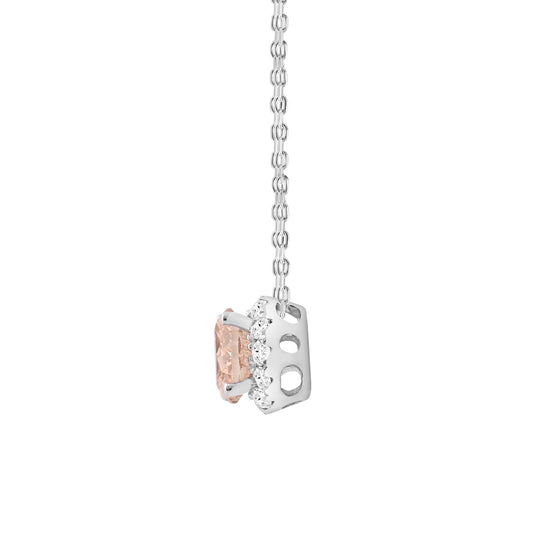 ETERNAL BLUSH COLLECTION LADIES PENDANT 1 1/4CT ROUND DIAMOND 14K WHITE GOLD (CENTER STONE PINK ROUND DIAMOND 1CT)