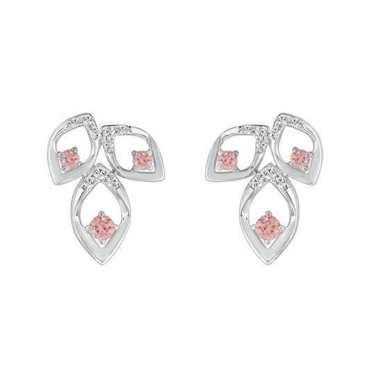 LADIES EARRINGS 1/2CT ROUND DIAMOND 14K WHITE GOLD (CENTER STONE ROUND DIAMOND 1/3CT )
