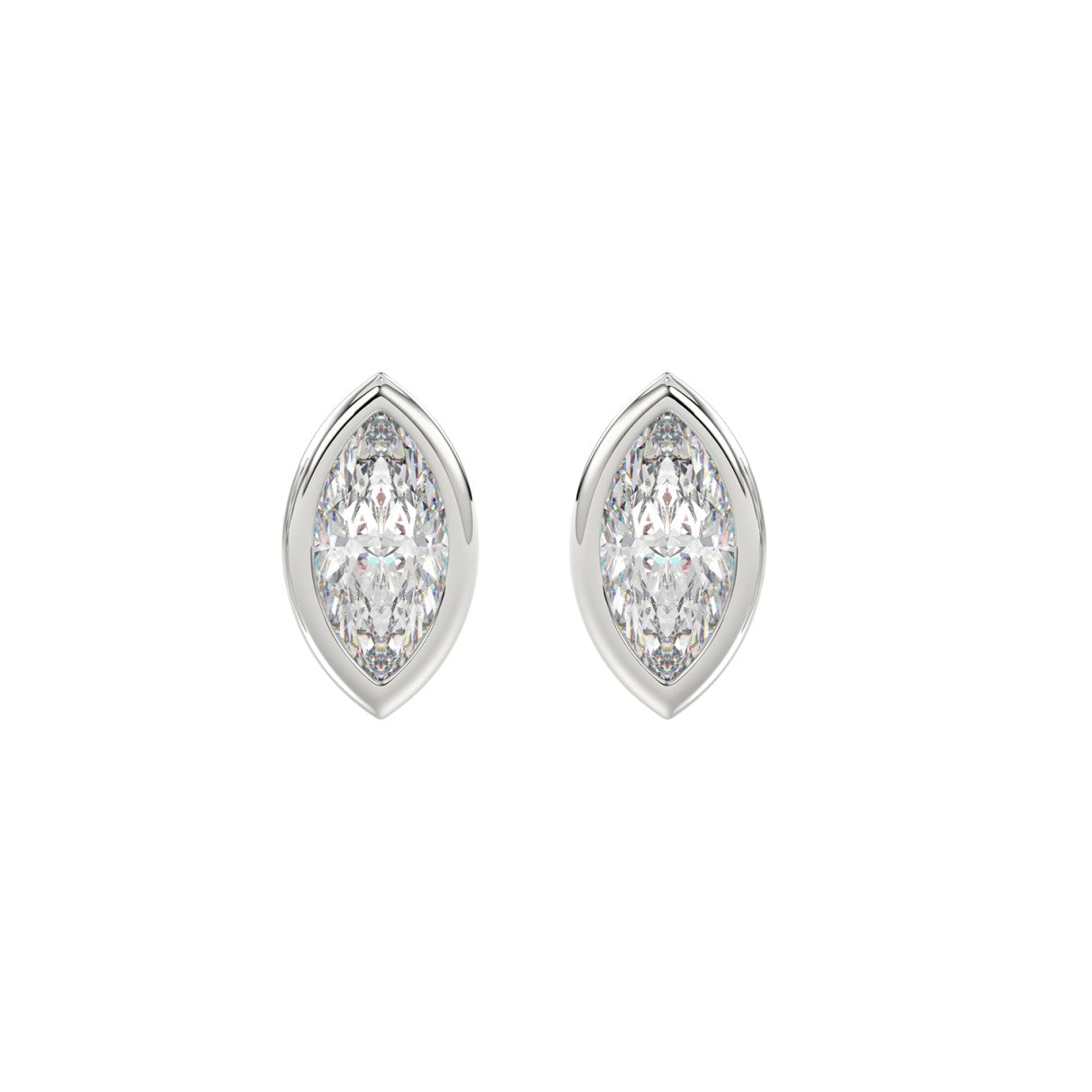 LADIES SOLITAIRE EARRINGS 2CT MARQUISE DIAMOND 14K WHITE GOLD