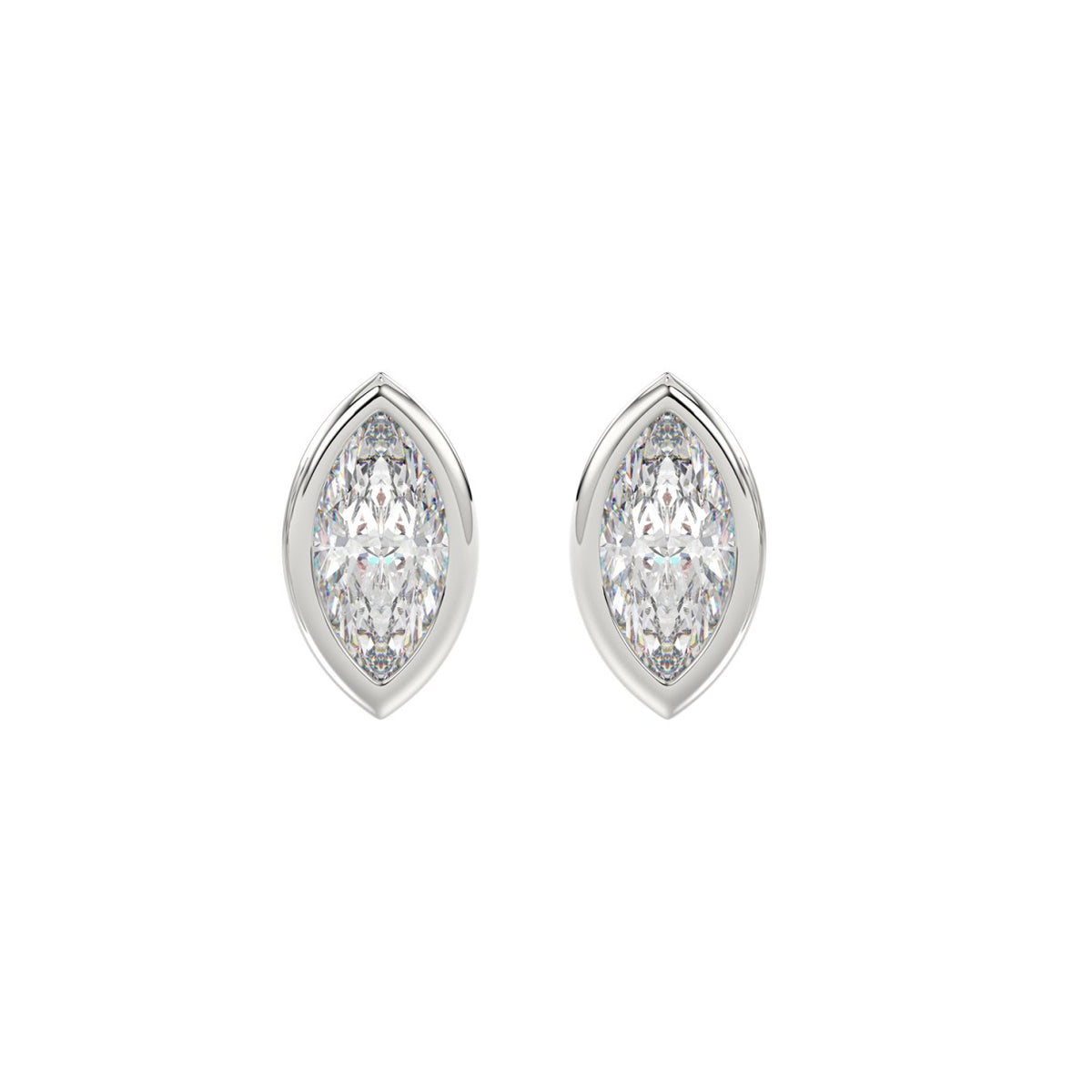 LADIES SOLITAIRE EARRINGS 2CT MARQUISE DIAMOND 14K WHITE GOLD