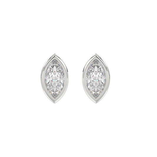 LADIES SOLITAIRE EARRINGS 2CT MARQUISE DIAMOND 14K WHITE GOLD