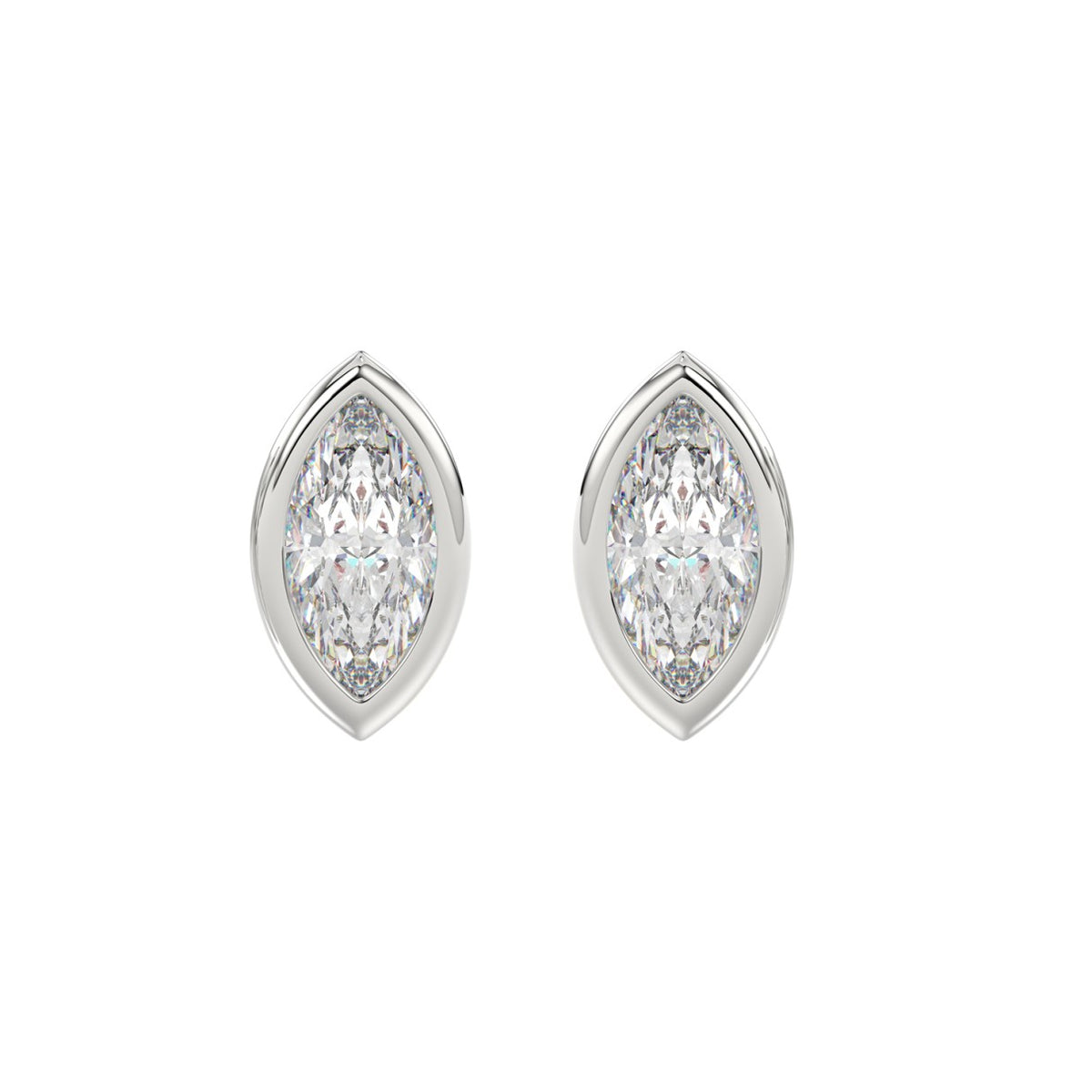 LADIES SOLITAIRE EARRINGS 3CT MARQUISE DIAMOND 14K WHITE GOLD