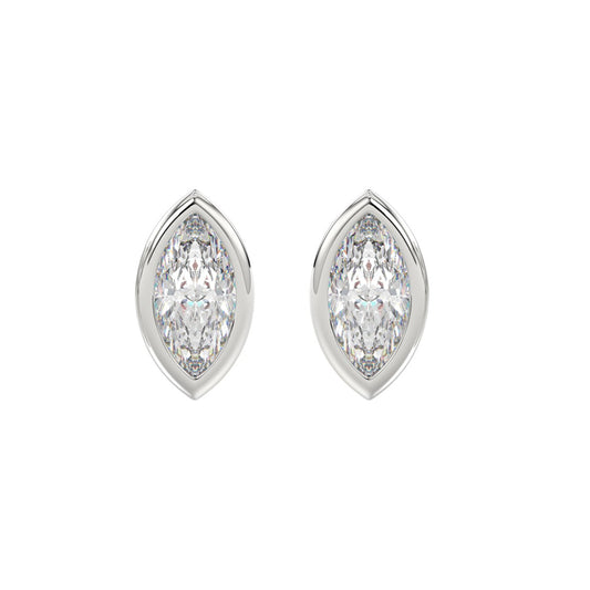 LADIES SOLITAIRE EARRINGS 3CT MARQUISE DIAMOND 14K WHITE GOLD