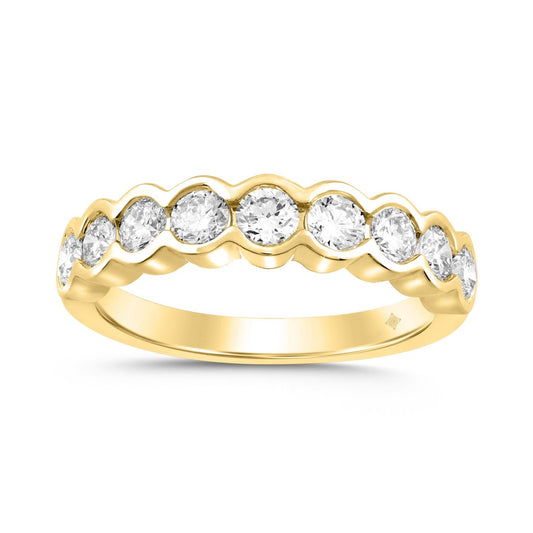 LADIES BAND 1CT ROUND DIAMOND 14K YELLOW GOLD