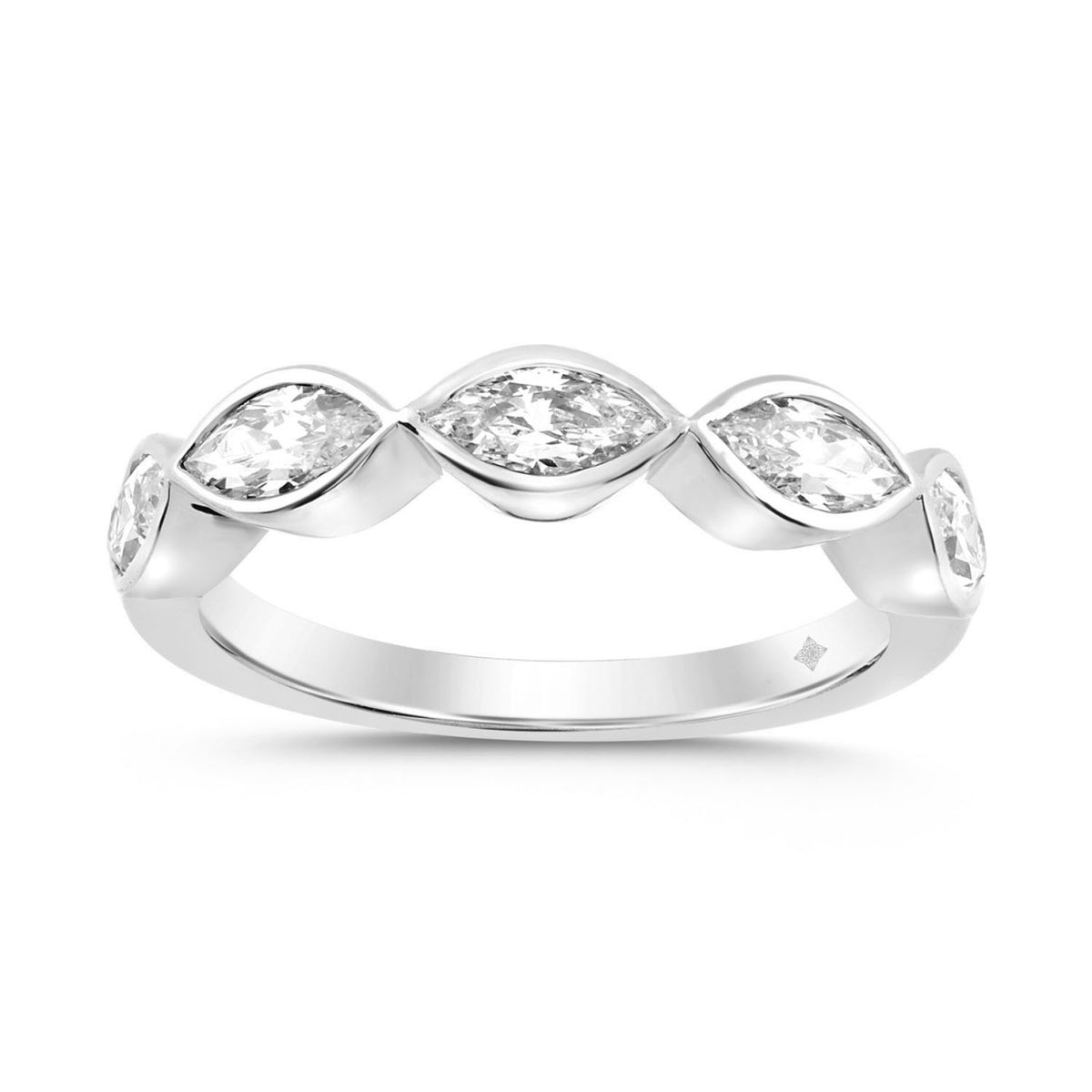 LADIES BAND 1CT MARQUISE DIAMOND 14K WHITE GOLD
