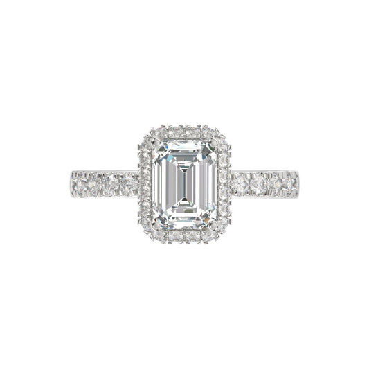 14K WHITE GOLD 4.00CT ROUND/EMERALD DIAMOND LADIES RING (CENTER STONE EMERALD DIAMOND 3.00CT)