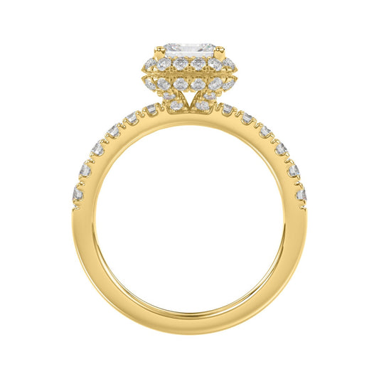 LADIES RING 4.00CT ROUND/EMERALD DIAMOND 14K YELLOW GOLD (CENTER STONE EMERALD DIAMOND 3.00CT)