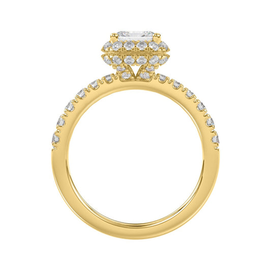 LADIES RING 4.00CT ROUND/EMERALD DIAMOND 14K YELLOW GOLD (CENTER STONE EMERALD DIAMOND 3.00CT)