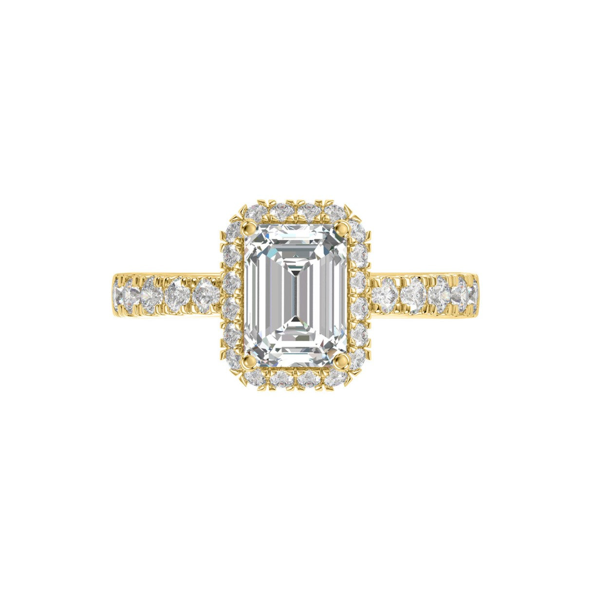 LADIES RING 4.00CT ROUND/EMERALD DIAMOND 14K YELLOW GOLD (CENTER STONE EMERALD DIAMOND 3.00CT)