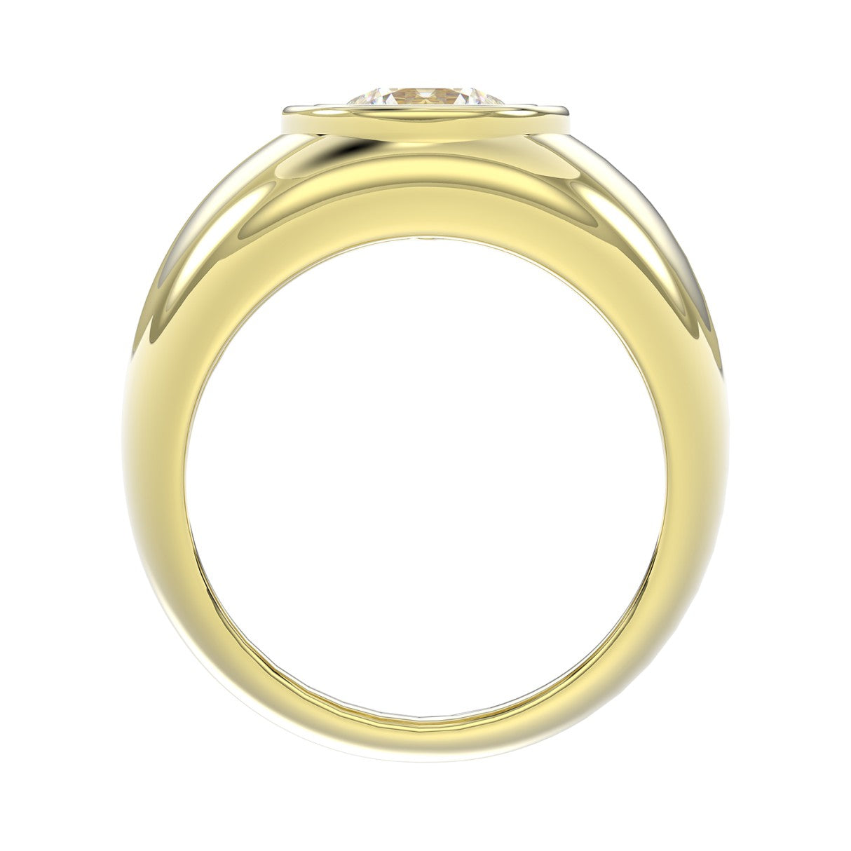 MEN'S RING 2CT ROUND DIAMOND 14K YELLOW GOLD (CENTER STONE ROUND DIAMOND 2CT )
