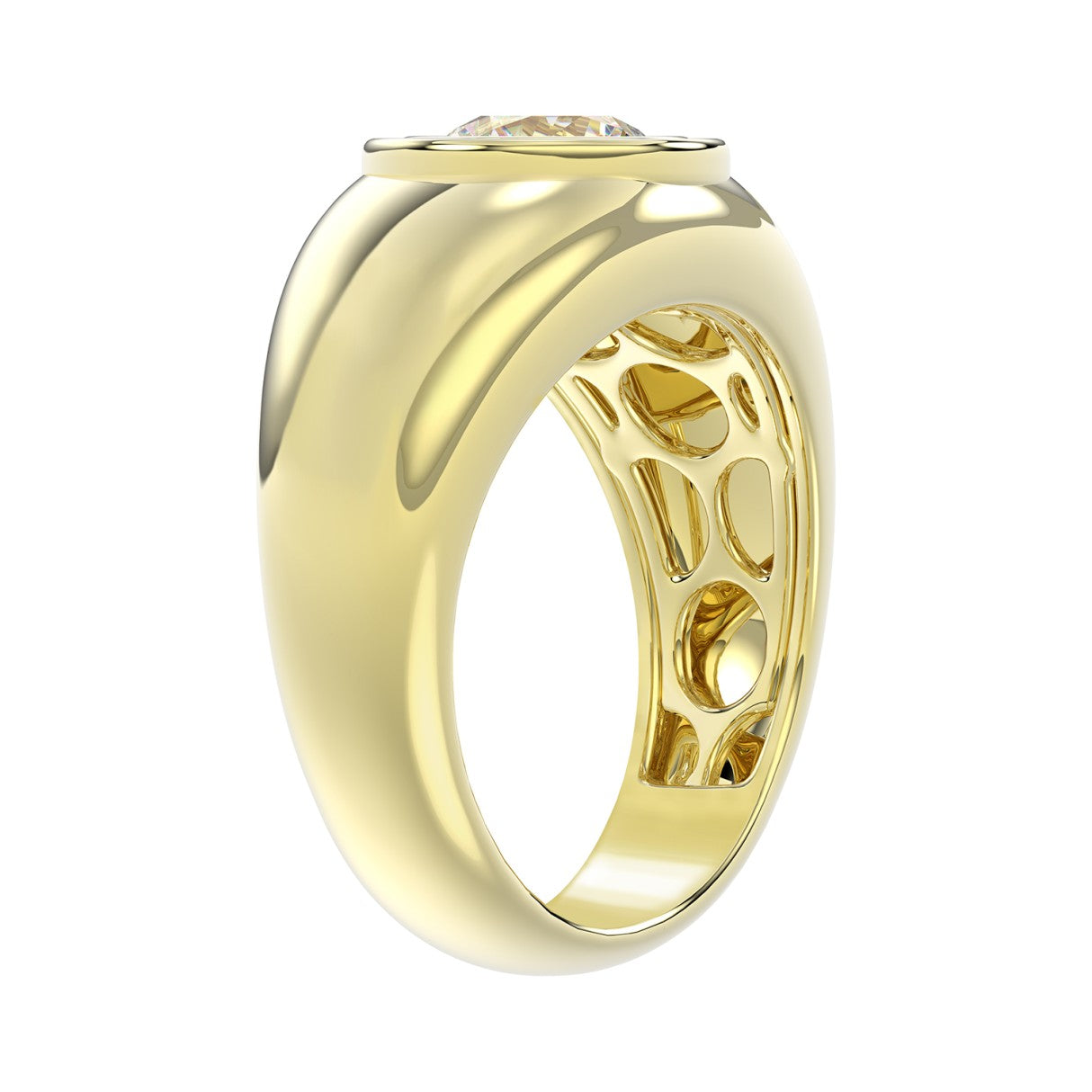 MEN'S RING 2CT ROUND DIAMOND 14K YELLOW GOLD (CENTER STONE ROUND DIAMOND 2CT )