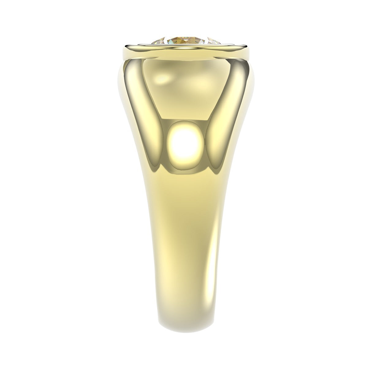 MEN'S RING 2CT ROUND DIAMOND 14K YELLOW GOLD (CENTER STONE ROUND DIAMOND 2CT )