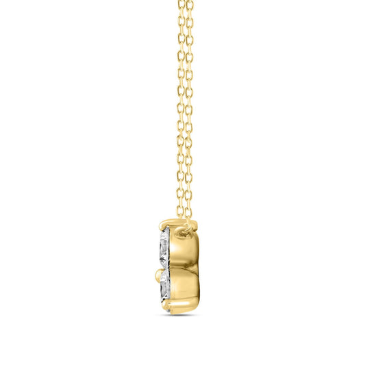 LADIES NECKLACE 1CT ROUND DIAMOND 14K YELLOW GOLD WITH CHAIN 
