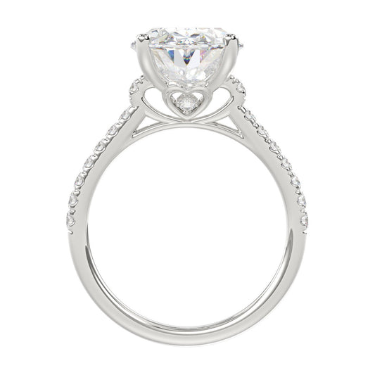 14K WHITE GOLD 4 1/2CT ROUND/OVAL DIAMOND LADIES BRIDAL SET (CENTER STONE OVAL DIAMOND 4.00CT)