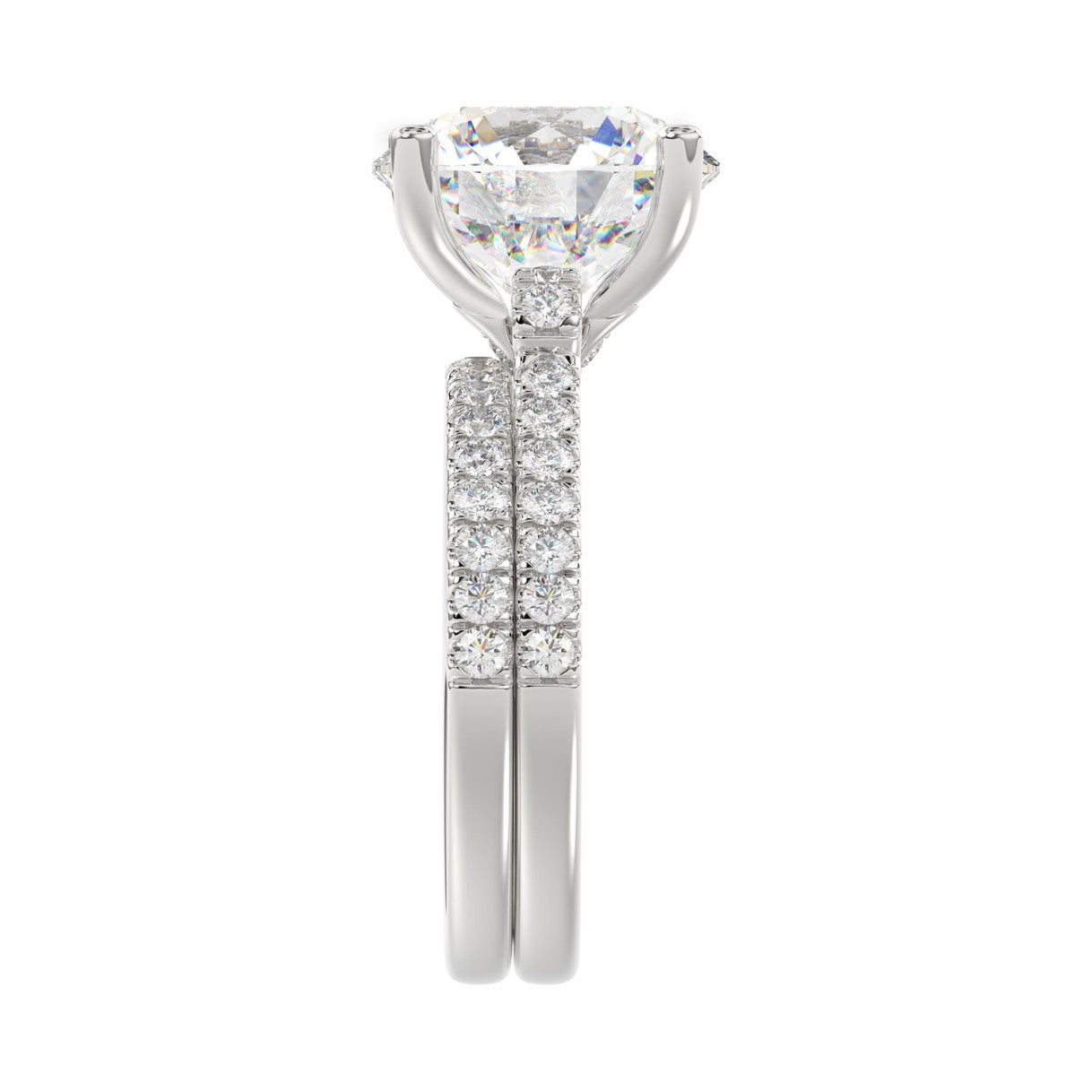LADIES BRIDAL SET 5 1/2CT ROUND DIAMOND 14K WHITE GOLD (CENTER STONE ROUND DIAMOND 5CT )
