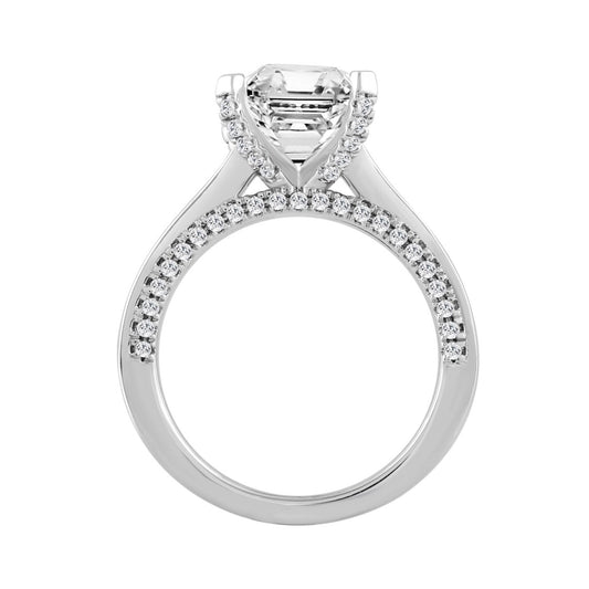 LADIES RING 4 5/8CT ROUND/PRINCESS/EMERALD DIAMOND 14K WHITE GOLD (CENTER STONE EMERALD DIAMOND 3CT )