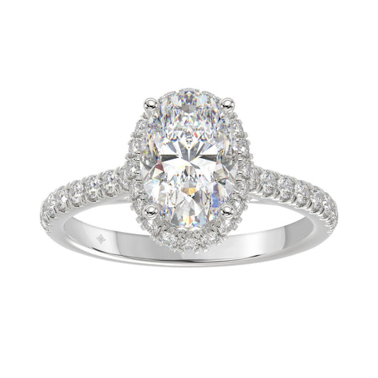 LADIES RING 2 1/2CT ROUND/OVAL DIAMOND 14K WHITE GOLD (CENTER STONE OVAL DIAMOND 2CT )