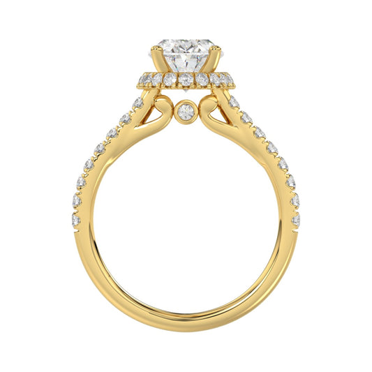 LADIES RING 2 1/2CT ROUND/OVAL DIAMOND 14K YELLOW GOLD (CENTER STONE OVAL DIAMOND 2CT )