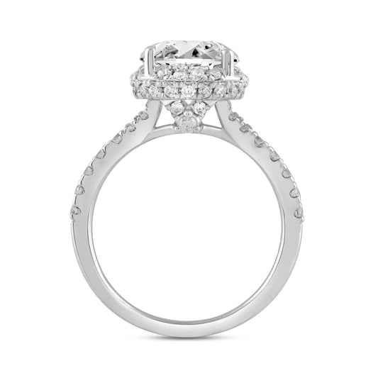 LADIES RING 3 3/4CT ROUND DIAMOND 14K WHITE GOLD (CENTER STONE ROUND DIAMOND 3CT )
