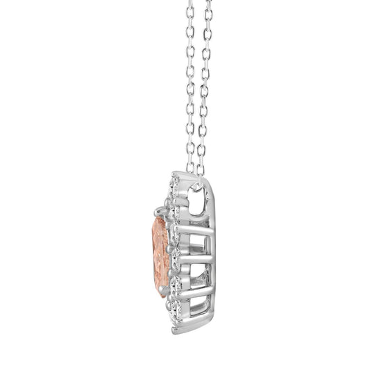 ETERNAL BLUSH COLLECTION LADIES PENDANT 2 1/2CT ROUND/PEAR DIAMOND 14K WHITE/ROSE GOLD (CENTER STONE PINK PEAR DIAMOND 1 1/2CT)