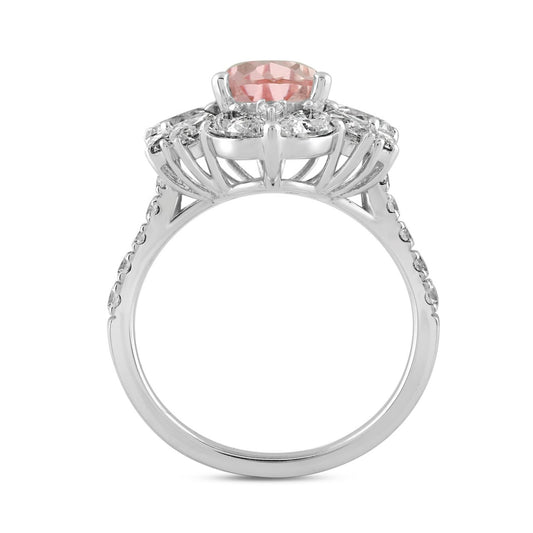 14K WHITE GOLD 4 1/2CT ROUND/PEAR/MARQUISE DIAMOND LADIES RING (CENTER STONE PINK PEAR DIAMOND 2.00CT