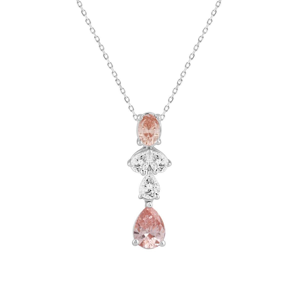 ETERNAL BLUSH COLLECTION 14K WHITE/ROSE GOLD 2.00CT PINK PEAR/OVAL/DIAMOND LADIES PENDANT WITH CHAIN
