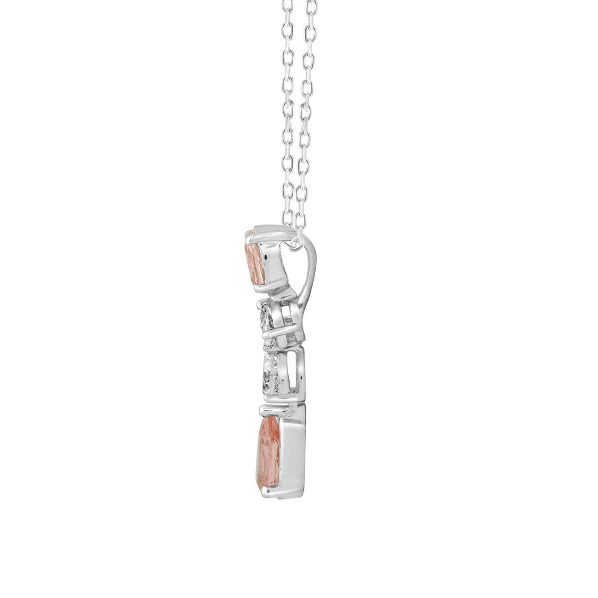 ETERNAL BLUSH COLLECTION 14K WHITE/ROSE GOLD 2.00CT PINK PEAR/OVAL/DIAMOND LADIES PENDANT WITH CHAIN