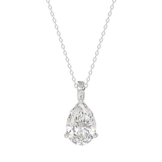 LADIES SOLITAIRE PENDANT 2 1/2CT PEAR DIAMOND 14K WHITE GOLD 