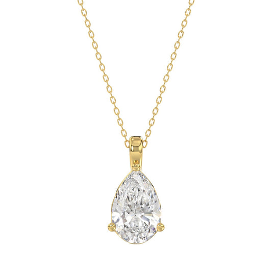 LADIES SOLITAIRE PENDANT 2 1/2CT PEAR DIAMOND 14K YELLOW GOLD 