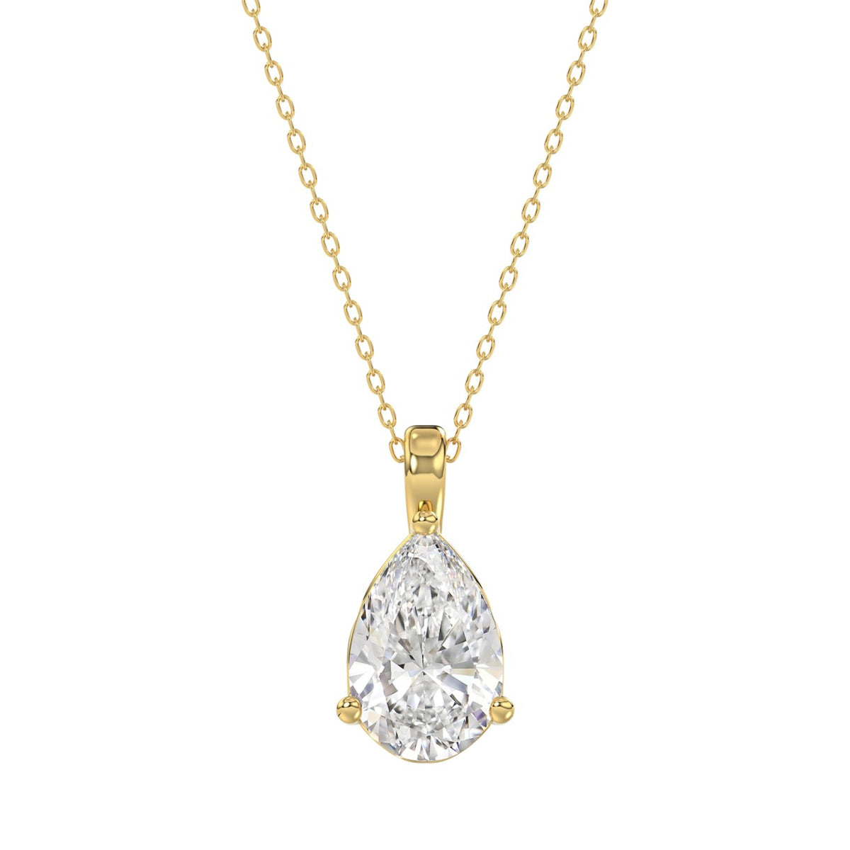 LADIES SOLITAIRE PENDANT 2 1/2CT PEAR DIAMOND 14K YELLOW GOLD 