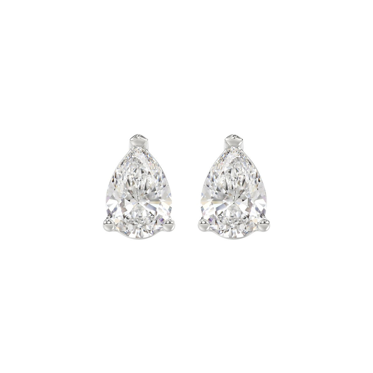 LADIES SOLITAIRE EARRINGS 2 1/2CT PEAR DIAMOND 14K WHITE GOLD 