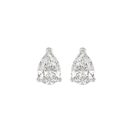 LADIES SOLITAIRE EARRINGS 2 1/2CT PEAR DIAMOND 14K WHITE GOLD 