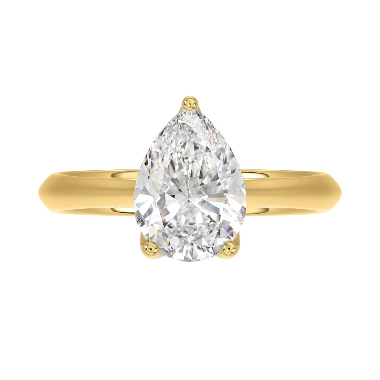 LADIES SOLITAIRE RING 2 1/2CT PEAR DIAMOND 14K YELLOW GOLD 