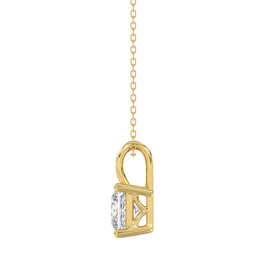 LADIES SOLITAIRE PENDANT WITH CHAIN 2 1/2CT PRINCESS DIAMOND 14K YELLOW GOLD 