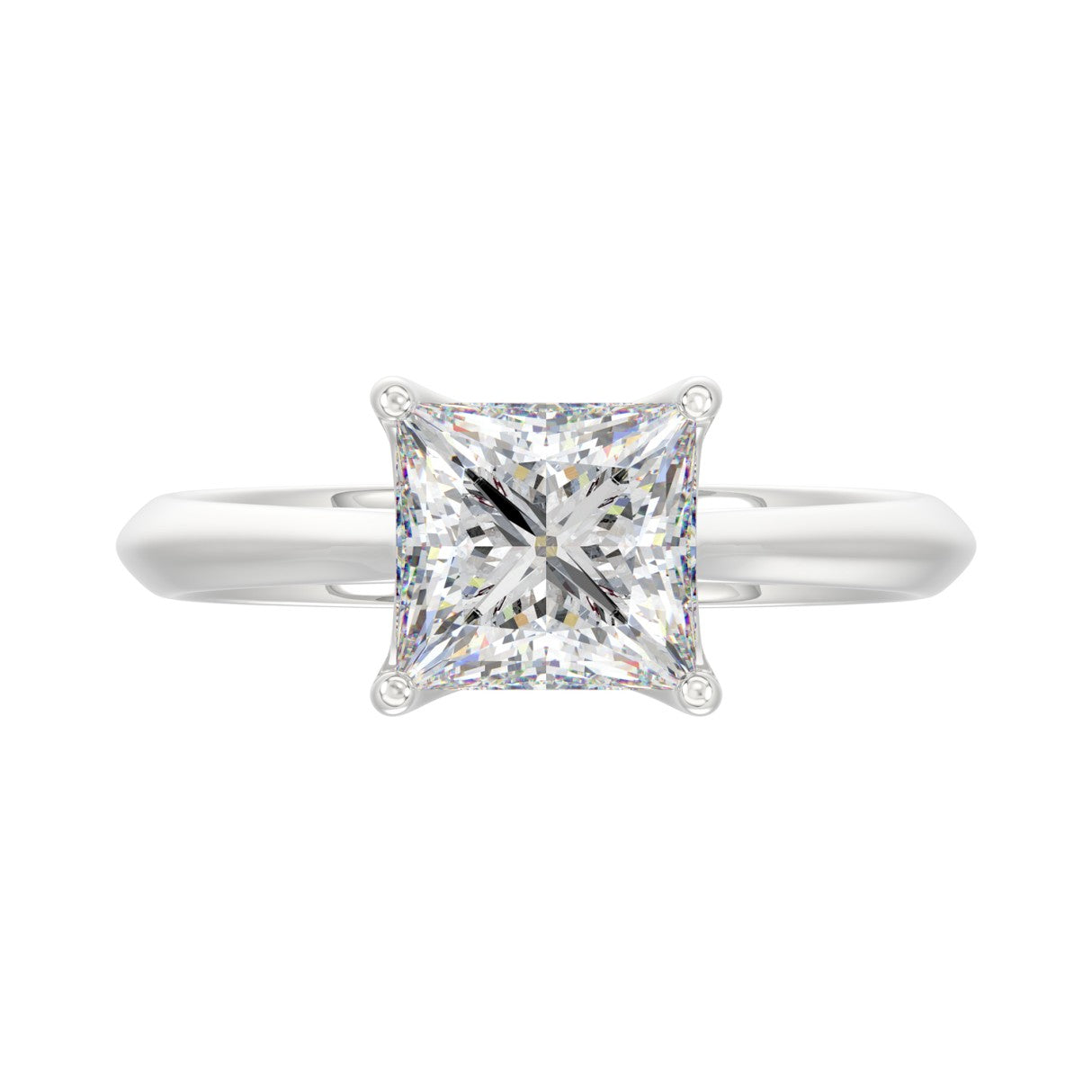 LADIES SOLITAIRE RING 2 1/2CT PRINCESS DIAMOND 14K WHITE GOLD 