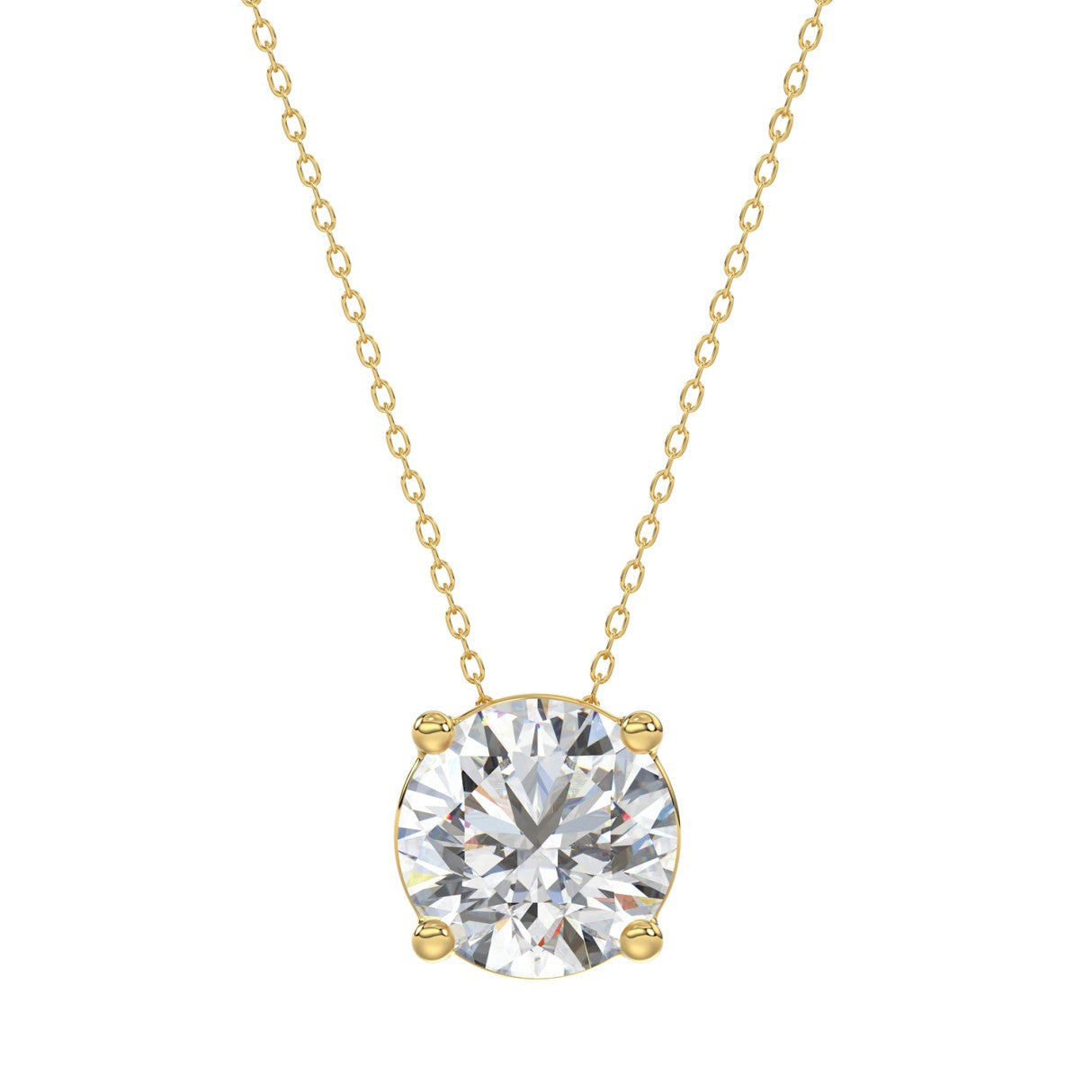 LADIES SOLITAIRE PENDANT WITH UNDER-PASS CHAIN 2 1/2CT ROUND DIAMOND 14K YELLOW GOLD 