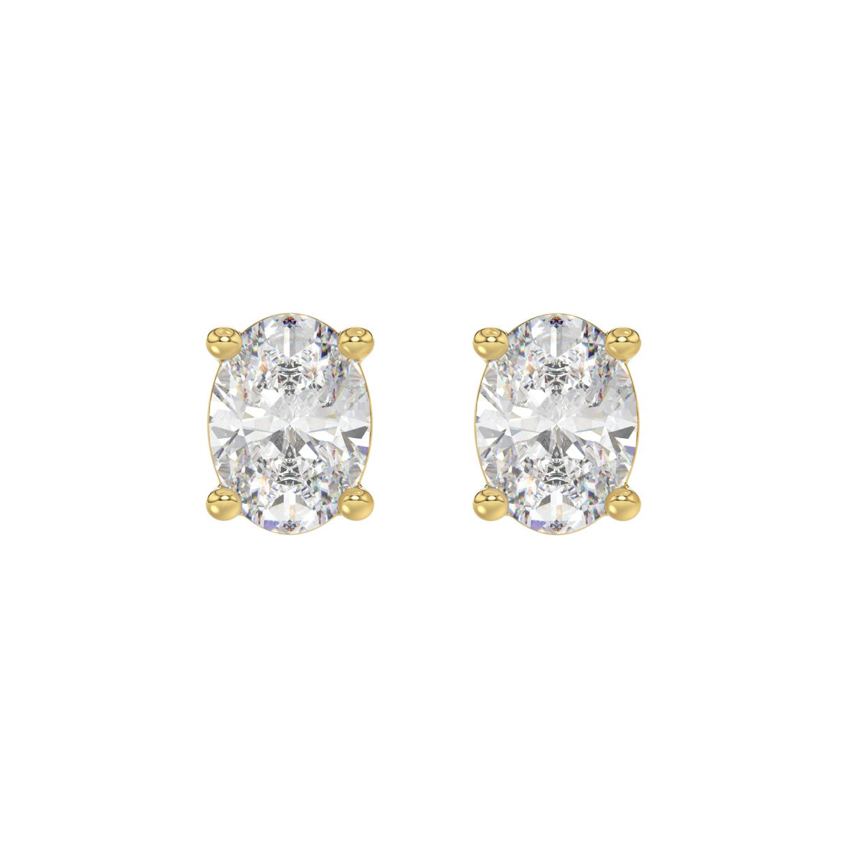 LADIES SOLITAIRE EARRINGS 4.00CT OVAL DIAMOND 14K YELLOW GOLD (CENTER STONE OVAL DIAMOND 2.00CT)