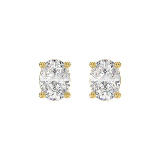LADIES SOLITAIRE EARRINGS 4.00CT OVAL DIAMOND 14K YELLOW GOLD (CENTER STONE OVAL DIAMOND 2.00CT)