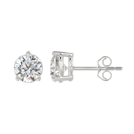LADIES SOLITAIRE EARRINGS 4CT ROUND DIAMOND 14K WHITE GOLD (CENTER STONE ROUND DIAMOND 2CT )