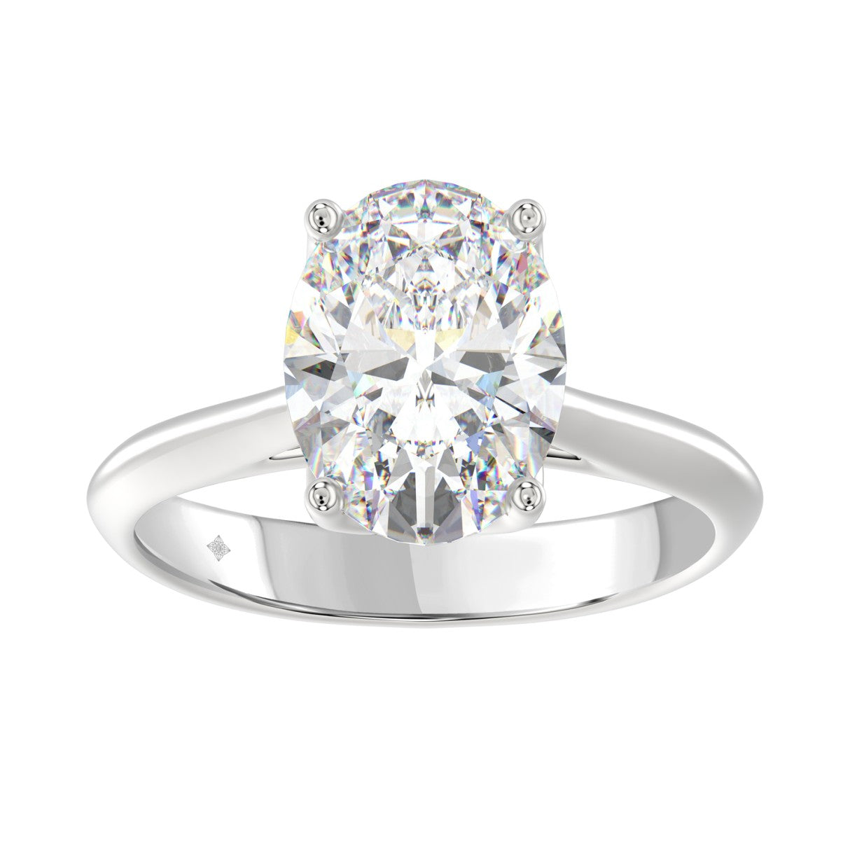 LADIES SOLITAIRE RING 4CT OVAL DIAMOND 14K WHITE GOLD 