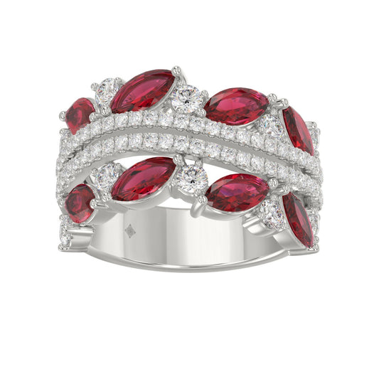 14K WHITE GOLD 2.00CT ROUND/MARQUISE DIAMOND LADIES RING (RUBY DIAMOND 1 1/2CT)