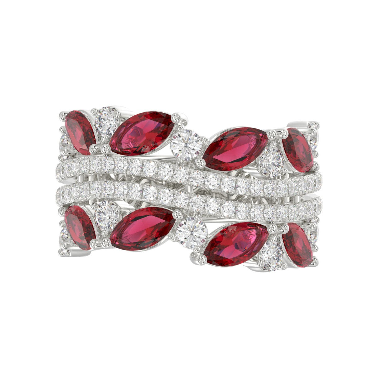 14K WHITE GOLD 2.00CT ROUND/MARQUISE DIAMOND LADIES RING (RUBY DIAMOND 1 1/2CT)