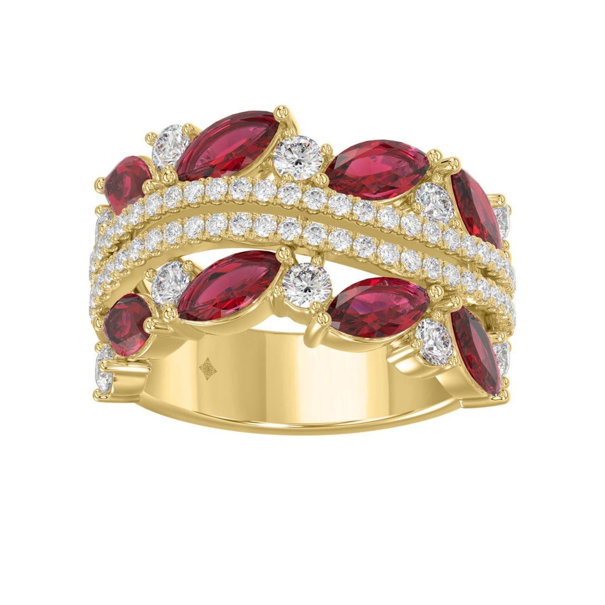 14K YELLOW GOLD 2.00CT ROUND/MARQUISE DIAMOND LADIES RING (RUBY DIAMOND 1 1/2CT)