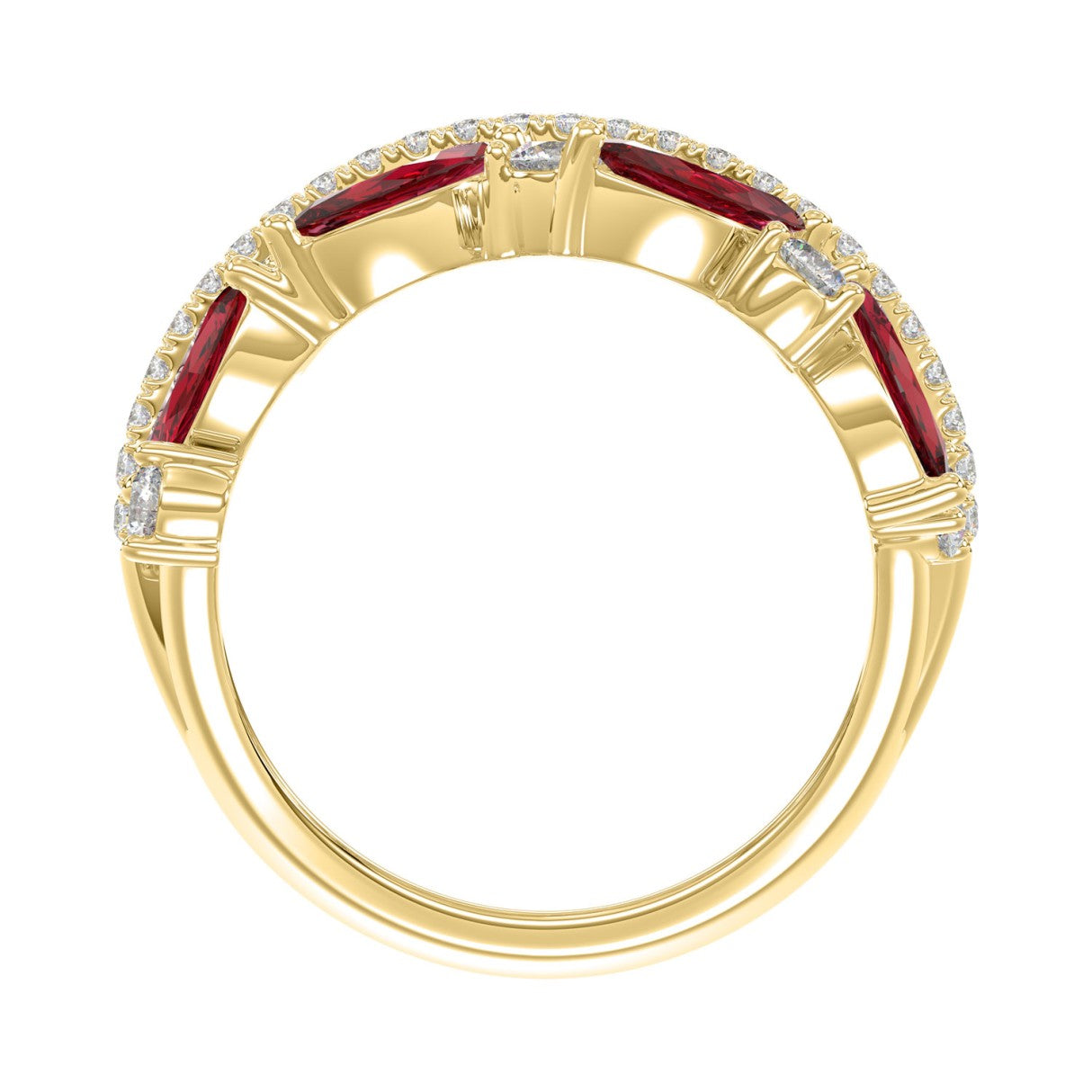 14K YELLOW GOLD 2.00CT ROUND/MARQUISE DIAMOND LADIES RING (RUBY DIAMOND 1 1/2CT)