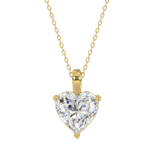 LADIES SOLITAIRE PENDANT 4.00CT HEART DIAMOND 14K YELLOW GOLD 