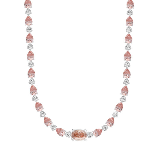 LADIES NECKLACE 15CT ROUND/PEAR/OVAL DIAMOND 14K WHITE/ROSE GOLD 