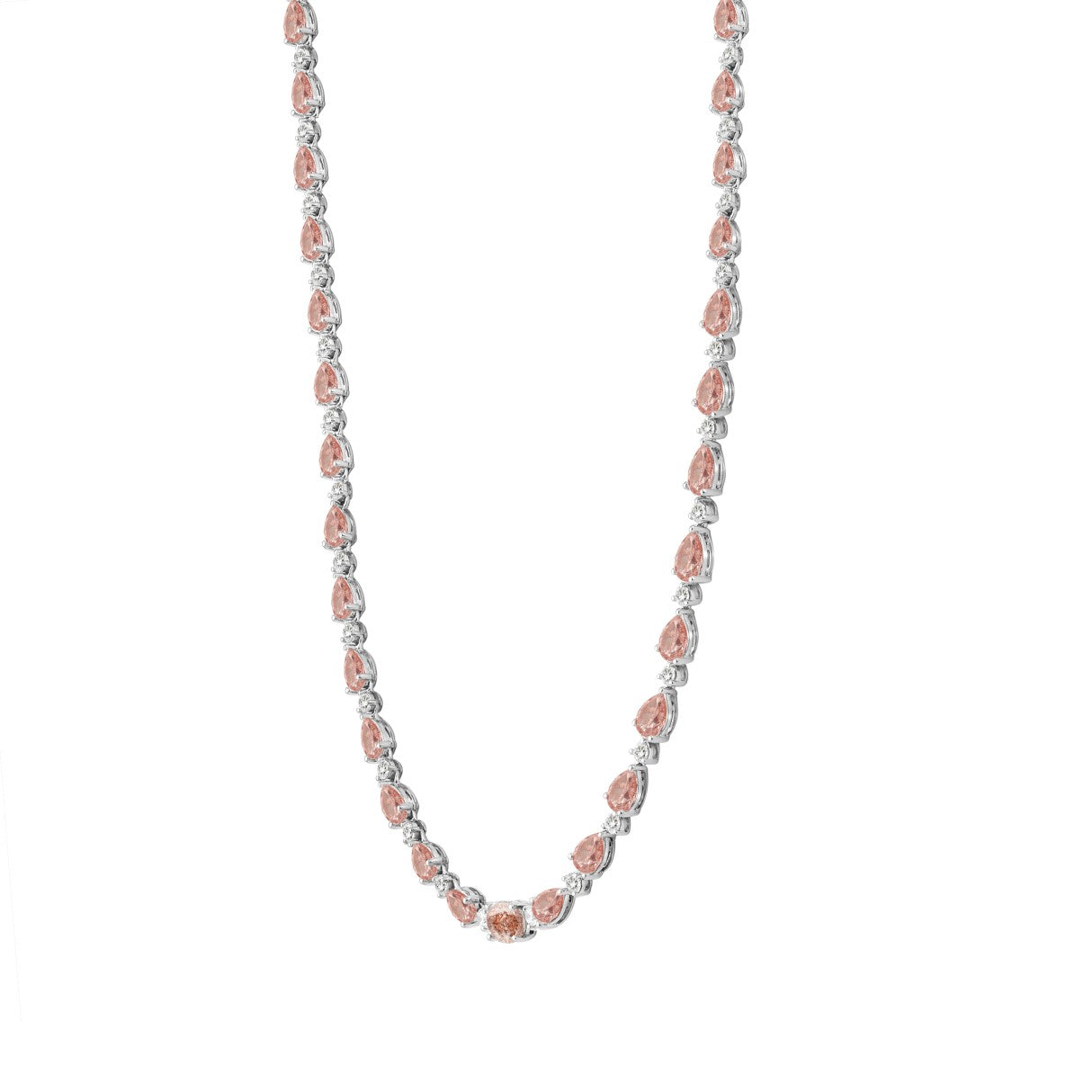 LADIES NECKLACE 15CT ROUND/PEAR/OVAL DIAMOND 14K WHITE/ROSE GOLD 