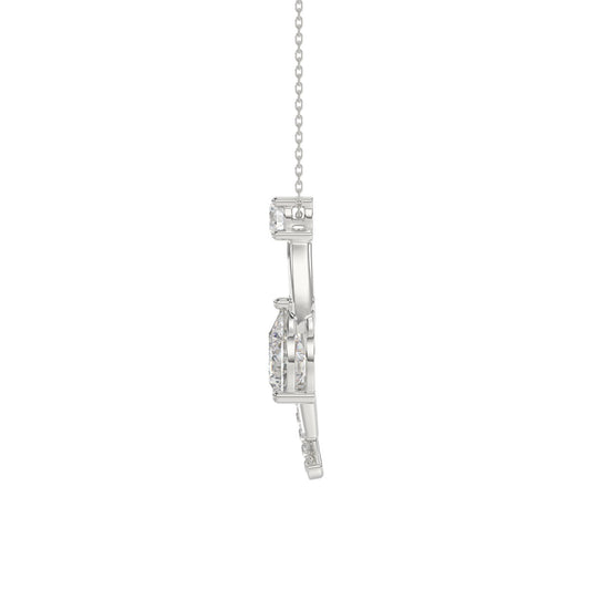 14K WHITE GOLD 1.00CT ROUND/PEAR DIAMOND LADIES PENDANT